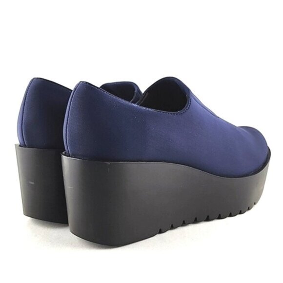 Donald Pliner Women's Cape Blue Black Wedge Platform Shoes Stretch Size 7.5M - Picture 6 of 16
